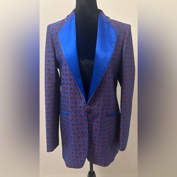 Hebe Studio
Jacquard Smoking Jacket Size:44 Color: royal blue - Picture 2 of 8